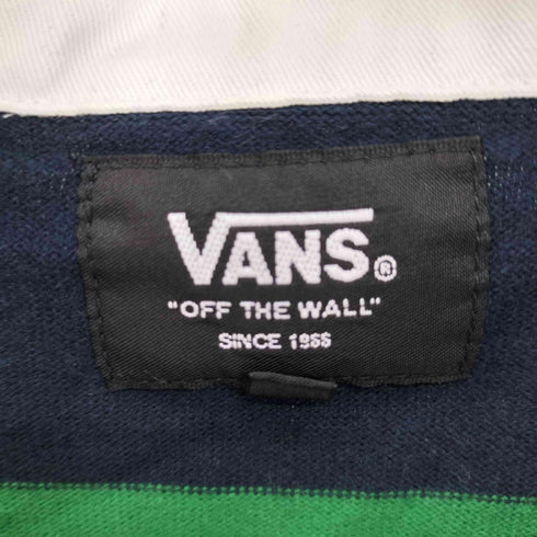 バンズ VANS 18AW ロゴ刺繍 ボーダー 比翼 ロングスリーブ ラガーシャツ メンズ import:L