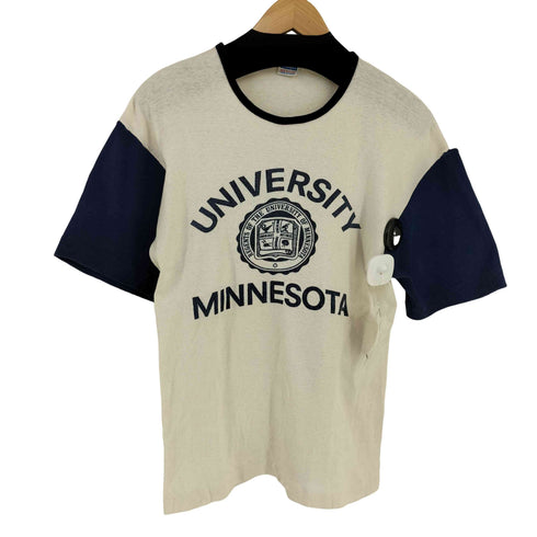 チャンピオン Champion 80s トリコタグ MADE IN USA アーチロゴ カレッジ三段プリント フットボールTシャツ MINNESOTA メンズ import:M