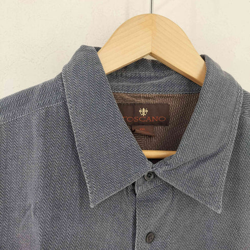 TOSCANO シルク ヘリンボーンシャツ メンズ import:XXL