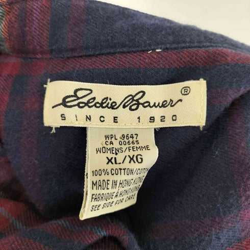 エディーバウアー Eddie Bauer 90s バンドカラーチェックL/Sシャツ メンズ JPN:XL