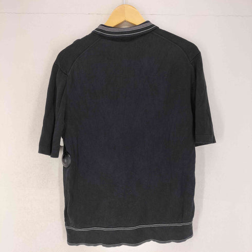 バーバリー BURBERRY 筆記体ロゴ塩集シルクポロシャツ メンズ JPN:M