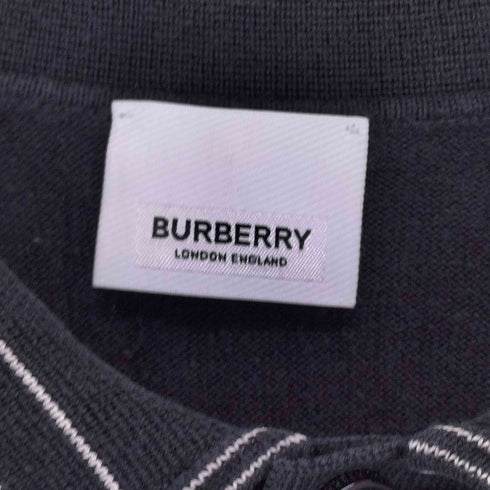 バーバリー BURBERRY 筆記体ロゴ塩集シルクポロシャツ メンズ JPN:M