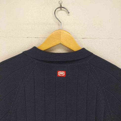 エコー ecco ポケットロゴ刺繍デザインハーフボタンS/S ニットポロシャツ メンズ JPN:M
