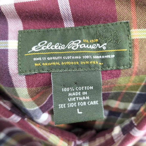 エディーバウアー Eddie Bauer BD チェック柄コットンL/S シャツ メンズ JPN:L