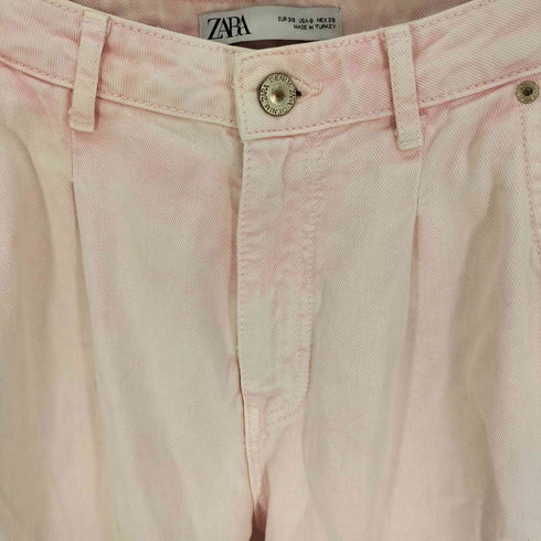 ザラ ZARA 製品染 ジップフライ ワイド テーパード デニム パンツ レディース EUR:38