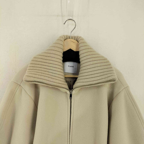 クラネ CLANE 23AW RIB COLLAR WOOL LONG COAT エリリブニットシングルコート レディース JPN:0