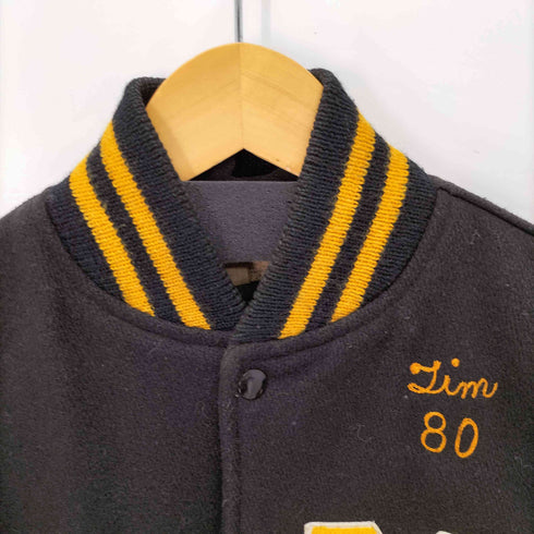 60-70S レザー切替ウールスタジャン メンズ US:38