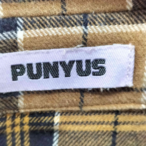 プニュズ PUNYUS L/S カットオフ加工 チェックネルシャツ メンズ