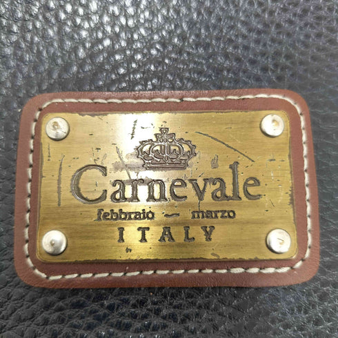 CARNEVALE イタリア製 ロゴパッチレザービジネスバッグ メンズ