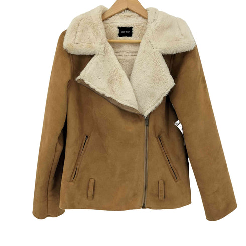 ワンウェイ one way フェイクムートン ライダースジャケット レディース JPN:M