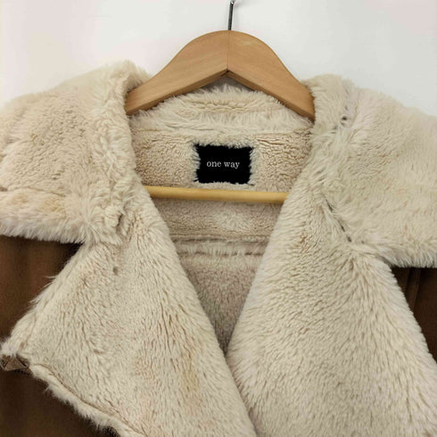 ワンウェイ one way フェイクムートン ライダースジャケット レディース JPN:M