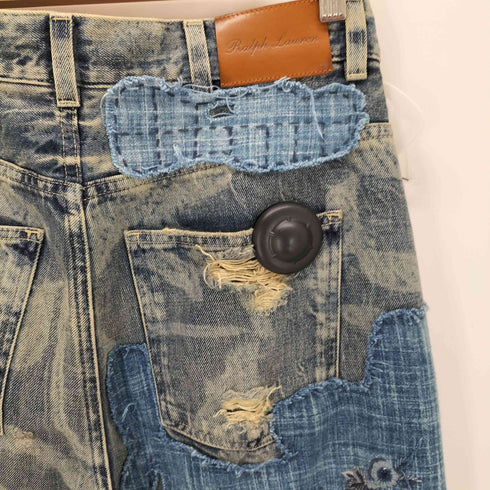 ラルフローレンパープルレーベル RALPH LAUREN PURPLE LABEL イタリア製 パッチワークデニムパンツ メンズ UK:28-29