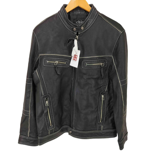 CHIC LEATHER スタンドネックラムレザージャケット メンズ 100