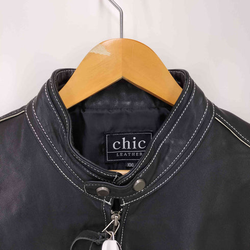 CHIC LEATHER スタンドネックラムレザージャケット メンズ 100