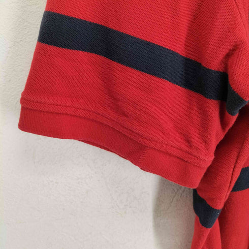 トミーヒルフィガー TOMMY HILFIGER ワンポイント刺繍 ボーダー柄 半袖ポロシャツ メンズ xxl