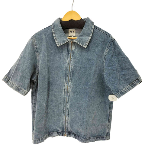 ザラ ZARA スタンドカラージップアップデニムシャツ メンズ JPN:M