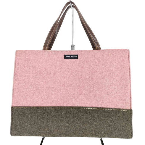 ケイトスペード Kate spade ハンドルレザー フェルト地 2層式 ハンドバッグ レディース