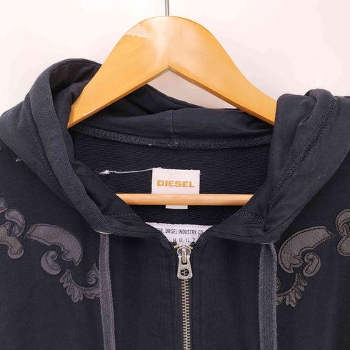 ディーゼル DIESEL レザーパッチデザイン ジップアップパーカー TALON Y2K メンズ JPN:S