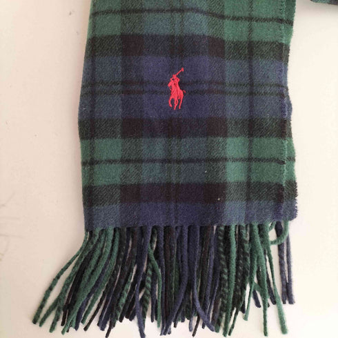 ラルフローレン RALPH LAUREN スモールポニー刺繍 ブラックウォッチ フリンジウールマフラー メンズ ONE SIZE