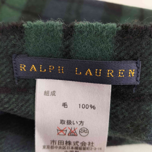 ラルフローレン RALPH LAUREN スモールポニー刺繍 ブラックウォッチ フリンジウールマフラー メンズ ONE SIZE