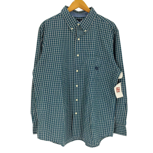 チャップス CHAPS 00S EASY CARE ロゴ 刺繍 チェック コットン ポリ B.D シャツ メンズ import:L