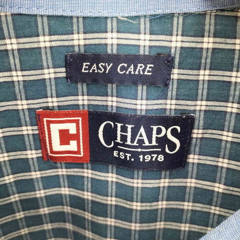 チャップス CHAPS 00S EASY CARE ロゴ 刺繍 チェック コットン ポリ B.D シャツ メンズ import:L