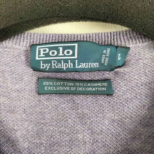 ポロバイラルフローレン Polo by RALPH LAUREN 90-00s ポニー刺繍 カシミヤ混 コットンVネックニット メンズ import:L