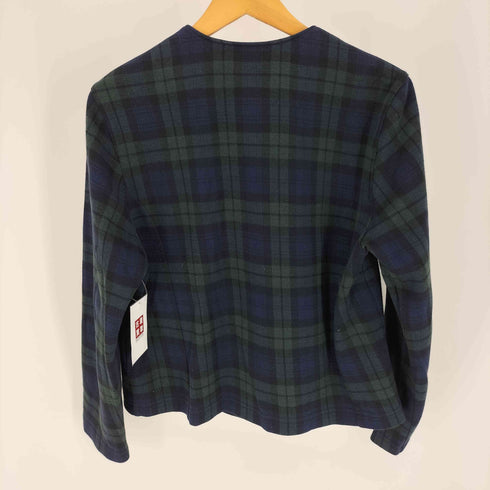 ランズエンド LANDS END 90-00S ブラックウォッチ ノーカラー ジップアップ ジャケット レディース import:S