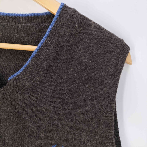 フレッドペリー FRED PERRY イタリア製 ロゴ刺繍 ウール ニットベスト メンズ