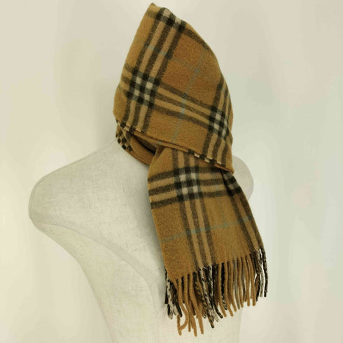 バーバリーズ BURBERRYS 90S 白タグ PURE CASHMERE ノバチェック フリンジ マフラー メンズ
