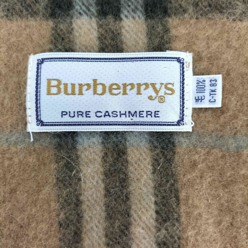 バーバリーズ BURBERRYS 90S 白タグ PURE CASHMERE ノバチェック フリンジ マフラー メンズ