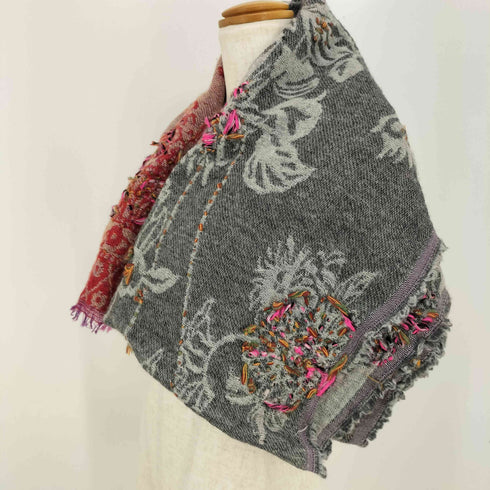 立体刺繍 総柄 ブランケット レディース