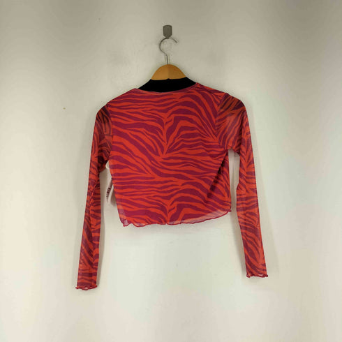 BOOHOO ゼブラ柄 クロップドカットソー レディース US 6