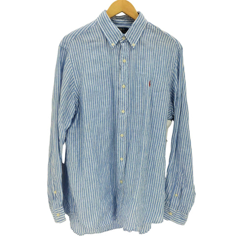 ポロラルフローレン POLO RALPH LAUREN ポニー刺繍 CLASSIC FIT リネンストライプシャツ メンズ import:L