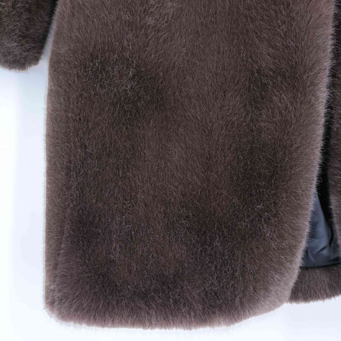 マンゴー MNG CASUAL FAUX FUR フェイクファー ボタンレスコート レディース EUR:S / USA:XS