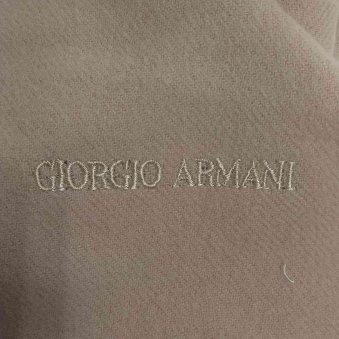 ジョルジオアルマーニ Giorgio Armani イタリア製 ロゴ刺繍 ウール フリンジマフラー メンズ