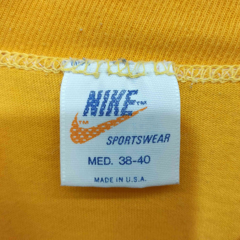 ナイキ NIKE 70s USA製 オレンジタグ クルーネック ロゴプリント Tシャツ メンズ 38-40
