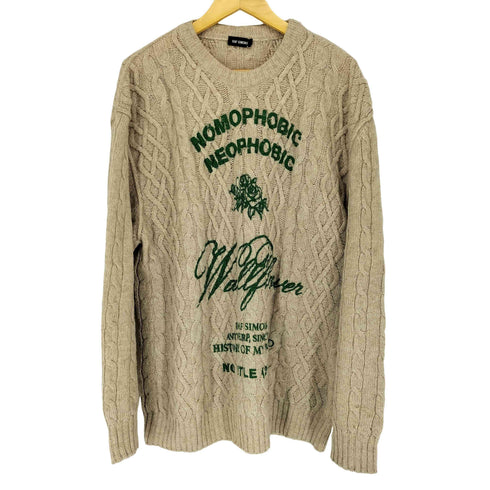 ラフシモンズ RAF SIMONS 19AW NOMOPHOBIC NEOPHOBIC フロントプリントケーブルニット メンズ JPN:XS