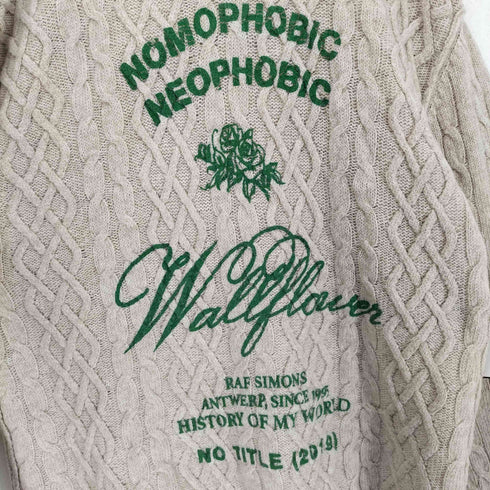 ラフシモンズ RAF SIMONS 19AW NOMOPHOBIC NEOPHOBIC フロントプリントケーブルニット メンズ JPN:XS