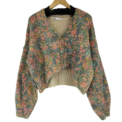 ザラ ZARA フラワーカーディガン レディース S