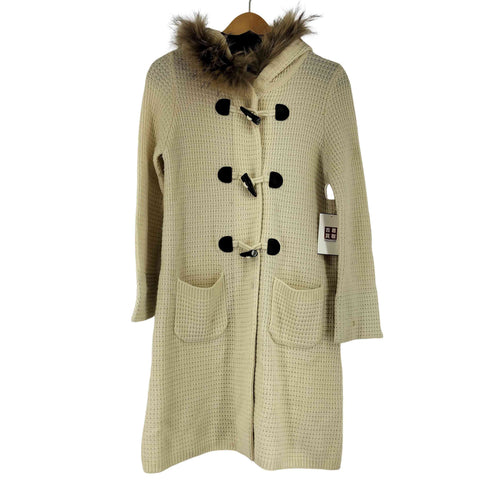 ブルーレーベルクレストブリッジ BLUE LABEL CRESTBRIDGE ファー付フードニットダッフルコート レディース 38