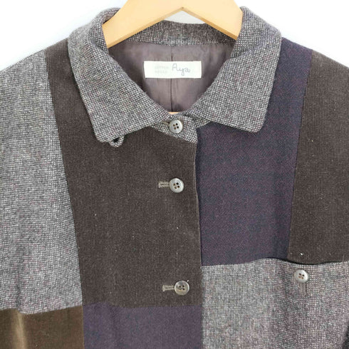 コットンハウスアヤ Cotton House Aya 素材切替 コットンポリブレンド ウール パッチワーク シャツ レディース