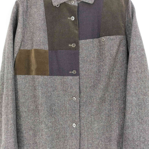 コットンハウスアヤ Cotton House Aya 素材切替 コットンポリブレンド ウール パッチワーク シャツ レディース