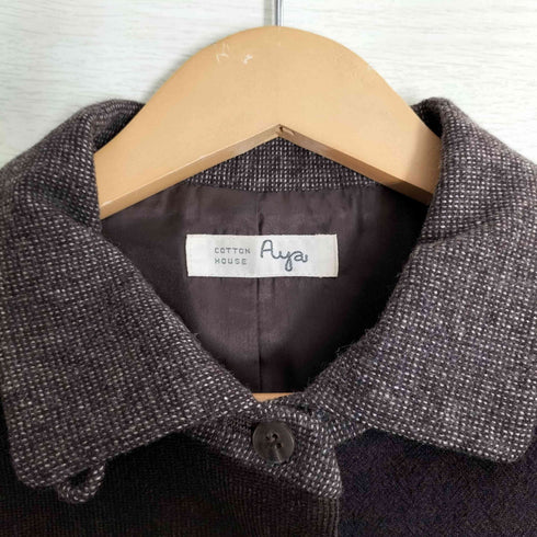 コットンハウスアヤ Cotton House Aya 素材切替 コットンポリブレンド ウール パッチワーク シャツ レディース