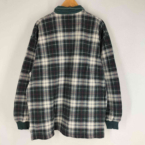 エディーバウアー Eddie Bauer 90s 白タグ チェック柄 長袖 鹿の子ポロシャツ 4B メンズ import:L