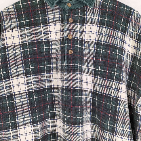 エディーバウアー Eddie Bauer 90s 白タグ チェック柄 長袖 鹿の子ポロシャツ 4B メンズ import:L