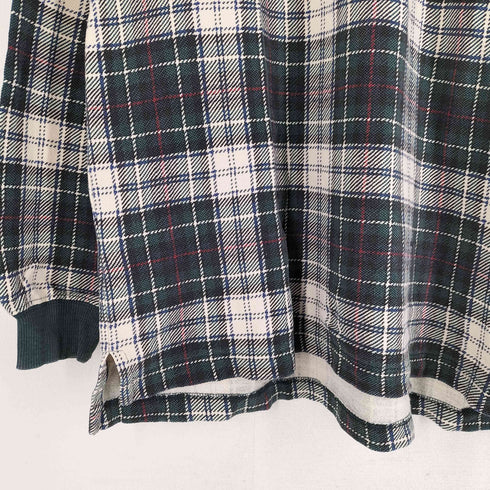 エディーバウアー Eddie Bauer 90s 白タグ チェック柄 長袖 鹿の子ポロシャツ 4B メンズ import:L