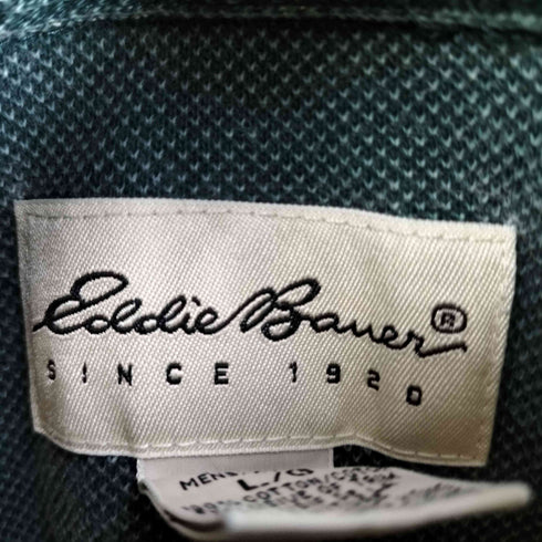 エディーバウアー Eddie Bauer 90s 白タグ チェック柄 長袖 鹿の子ポロシャツ 4B メンズ import:L