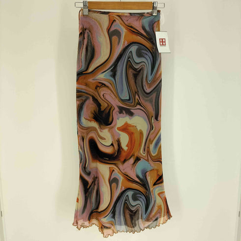 ザラ ZARA PRINTED MARBLE TIGHT SKIRT プリント マーブル タイト スカート レディース S