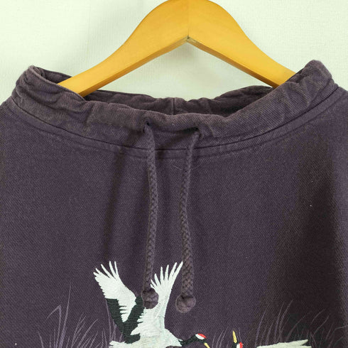 WEK 90s USA製 刺繍 モックネックプルオーバー 鶴 メンズ JPN:2